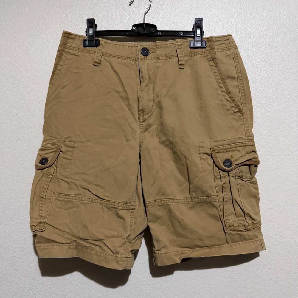 Aeropostale Mens Cargo Shorts Tan Khaki Cotton Twill Size 30 Utility Shorts